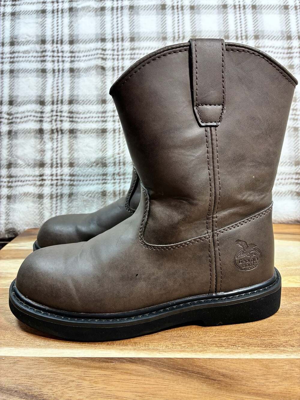 Georgia Boot Pull On Work Boots Brown